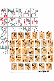 Дактильная азбука из дерева (язык жестов)