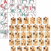 Дактильная азбука з дерева (мова жестів)