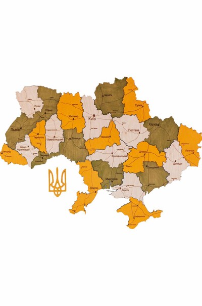 Мапа України дерев'яна на стіну Цитрус