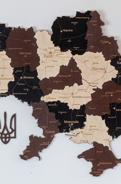 Карта Украины деревянная цвет Латте Макиато