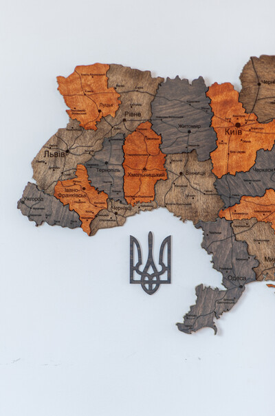 Карта Украины цветная декор из дерева Вулканическая пыль