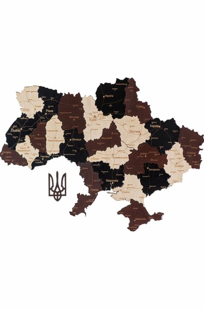 Карта Украины деревянная цвета Латте макиато, дизайн Standart